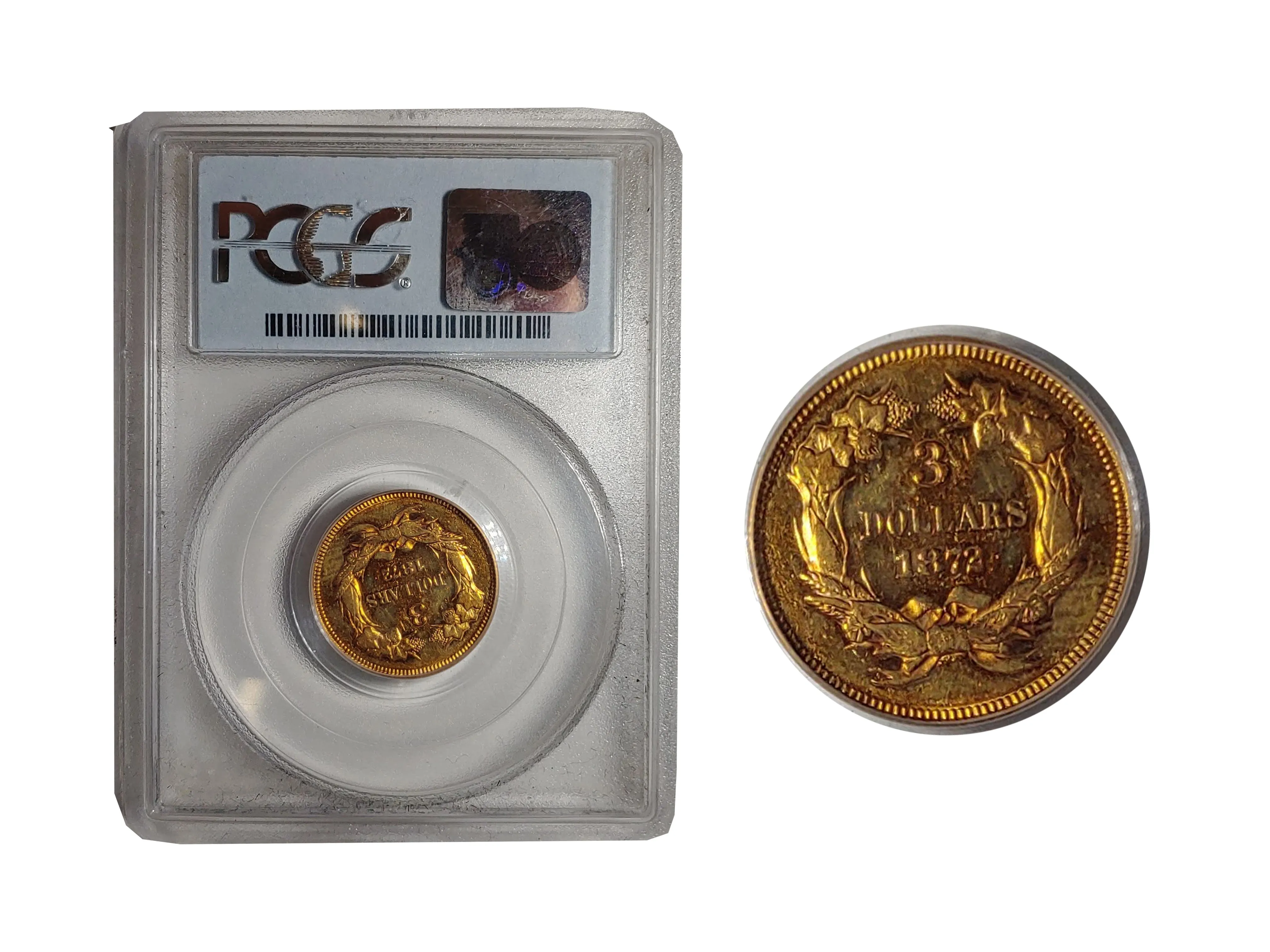 1872 Indian Princess Head $3 Gold AU-55 (PCGS) - $15K APR Value w/ CoA!