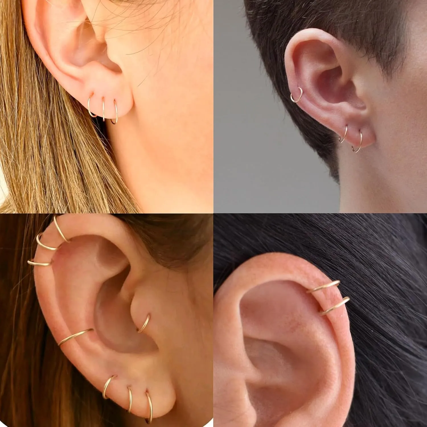18G/20G/22G Stainless Steel Hoop Nose Ring Cartilage Earring for Women Men Softened Double Hoop Nose Ring for Single Piercing Bendable Tragus Helix Piercing Lip Septum Ring