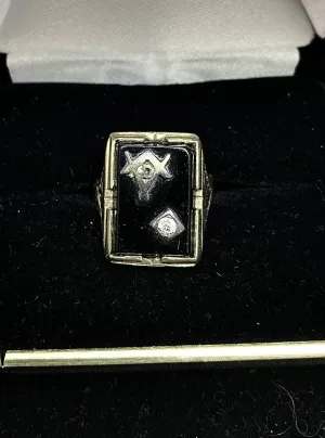 1920's Antique Design Masonic w/ Diamond Signet Ring - $6K Appraisal Value w/CoA!