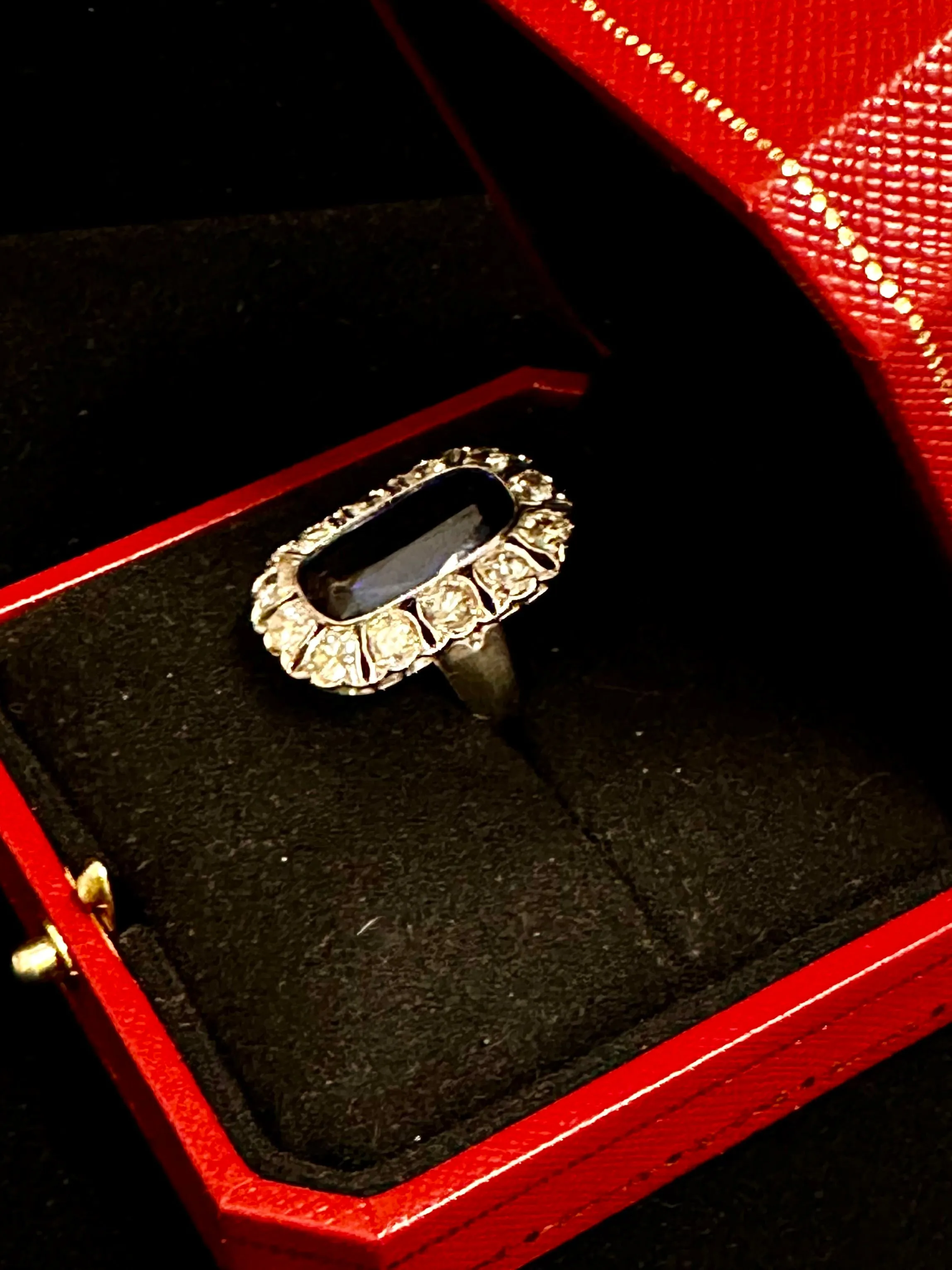 1920s Design, Antique-Style Diamond and Sapphire-Style WG Ring -$40K APR w/ CoA!