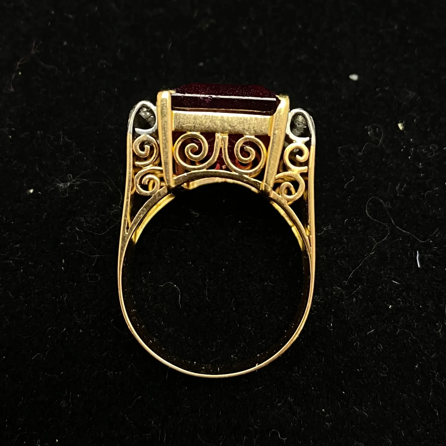 1930's Antique Designer Solid Rose Gold Ring w/  15Ct. Ruby & 10 Diamonds! - $30K Appraisal Value w/ CoA!