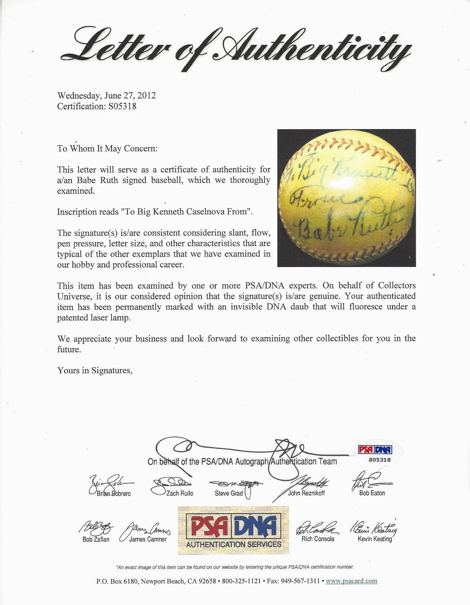 1930s Original Babe Ruth Single Signed Baseball Mint Condition w/ PSA/DNA COA- $50K VALUE