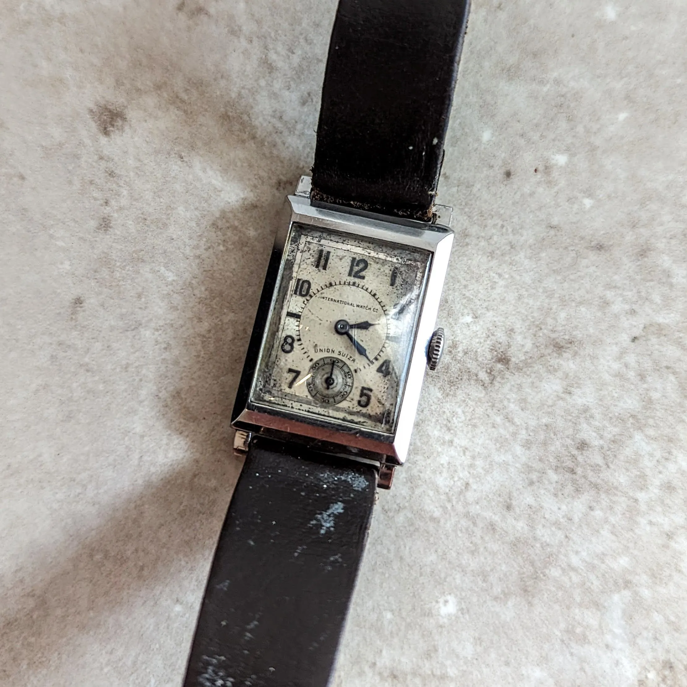 1933 IWC & Union Suiza Wristwatch Private Label Art Deco Wristwatch Stainless Steel
