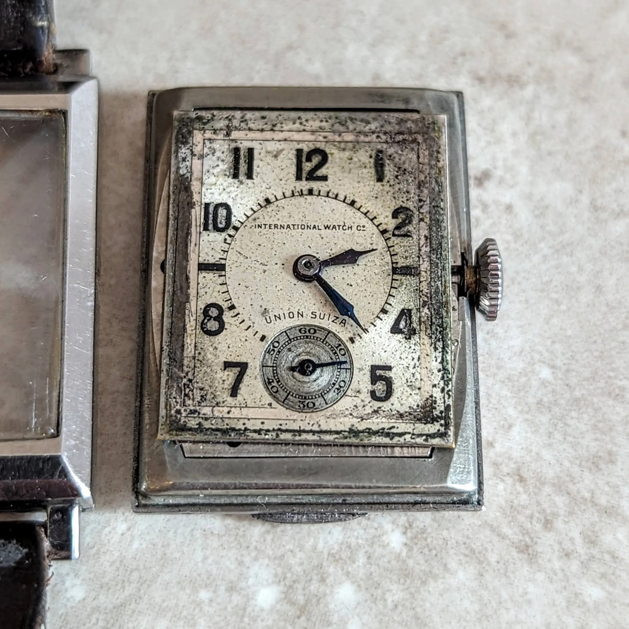 1933 IWC & Union Suiza Wristwatch Private Label Art Deco Wristwatch Stainless Steel