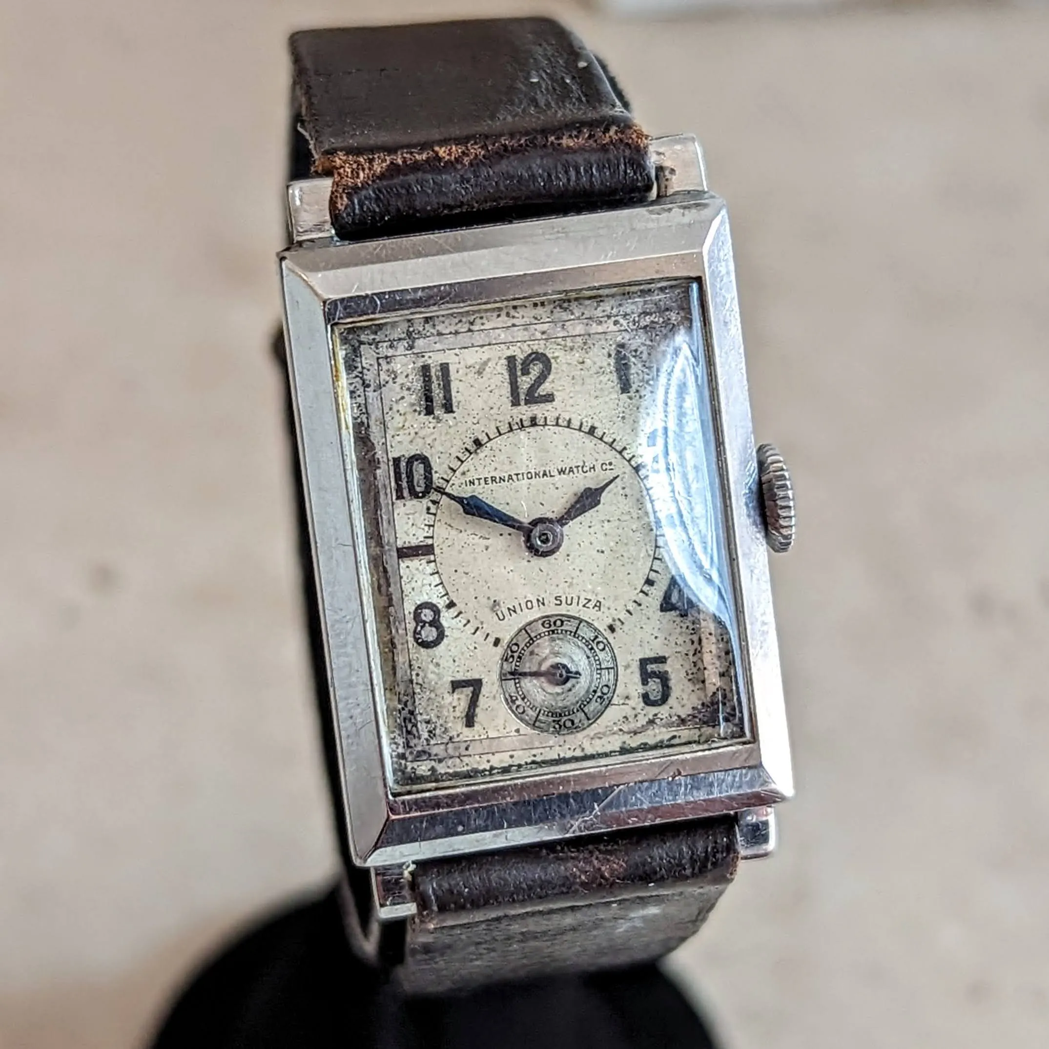 1933 IWC & Union Suiza Wristwatch Private Label Art Deco Wristwatch Stainless Steel