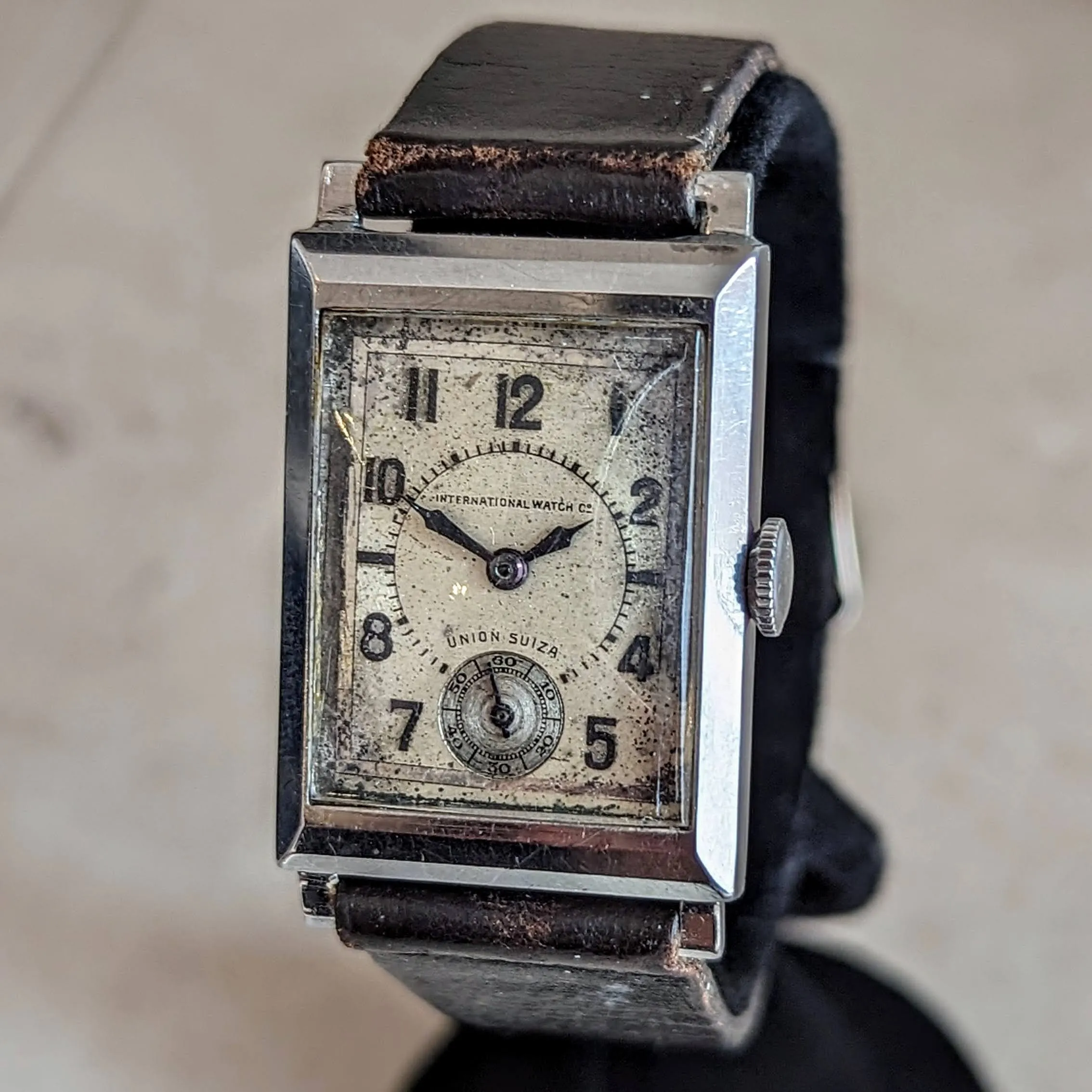 1933 IWC & Union Suiza Wristwatch Private Label Art Deco Wristwatch Stainless Steel
