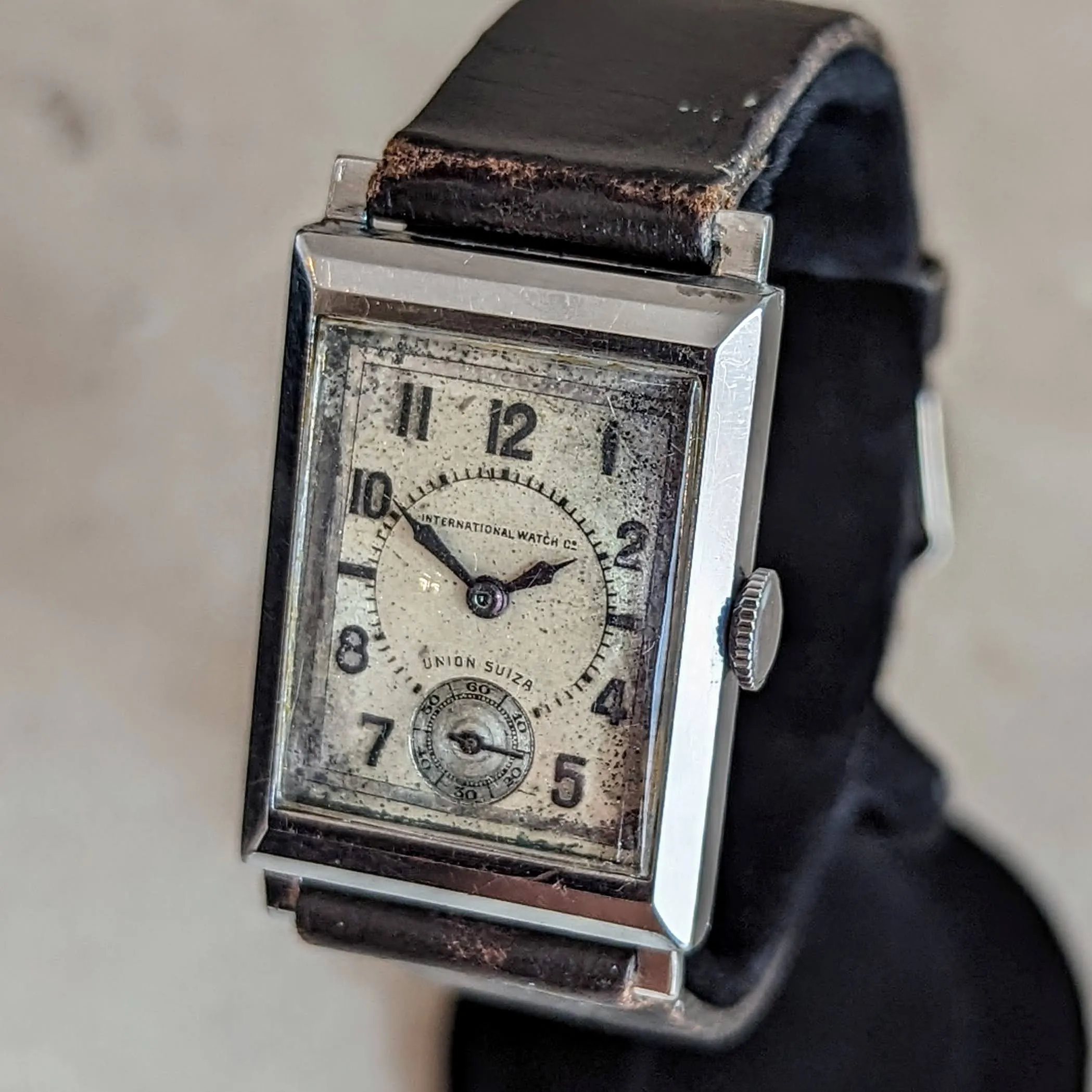 1933 IWC & Union Suiza Wristwatch Private Label Art Deco Wristwatch Stainless Steel