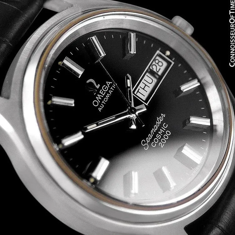 1970's Omega Seamaster Cosmic 2000 Vintage Mens Dive Watch, Automatic, Day Date - Stainless Steel