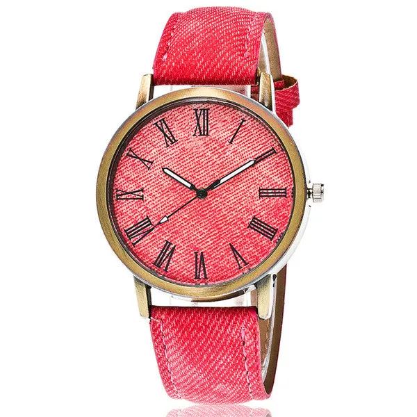 2017 New Fashion Jeans Casual Women Wristwatch Leather Strap Bracelet Watches Relogio Feminino 1507