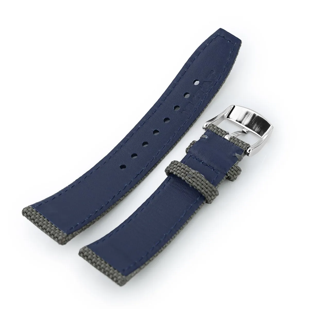 20mm, 21mm or 22mm Strong Texture Woven Nylon Military Grey Watch Strap, Polished