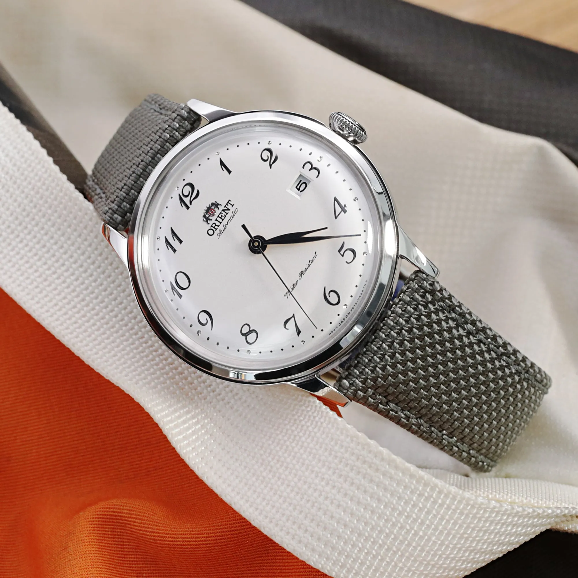 20mm, 21mm or 22mm Strong Texture Woven Nylon Military Grey Watch Strap, Polished