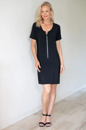 5125 Diamond Zip Front Tunic - Black