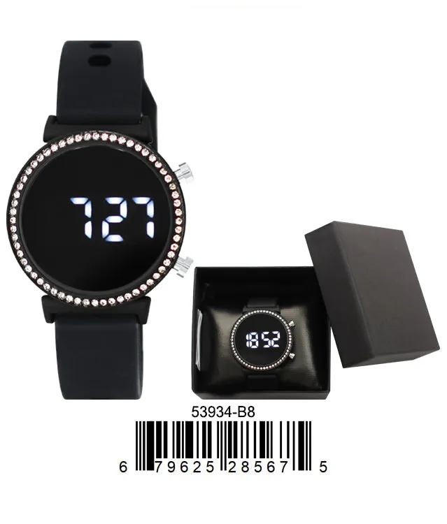 5393 - B8 - Boxed Montres Carlo LED Silicone Band Watch
