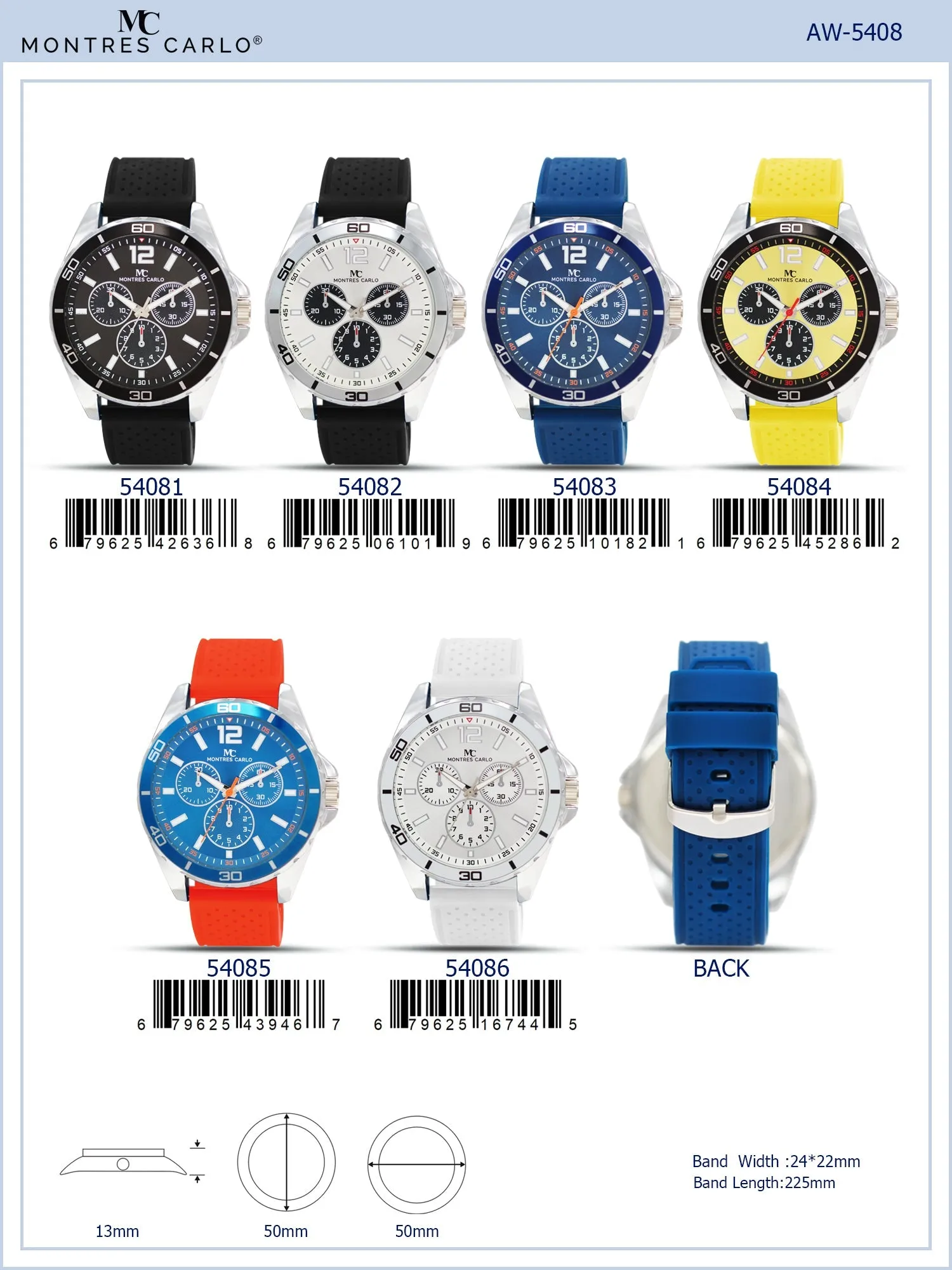 5408-Montres Carlo Silicone Band Watch