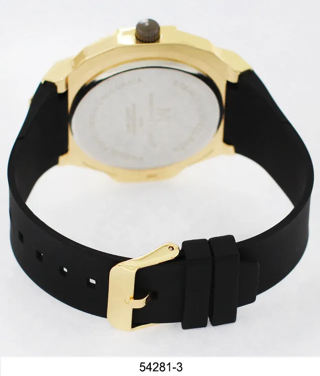 5428-Montres Carlo CZ Stone Case Watch With Silicone Band