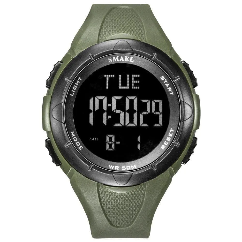 6 in 1 Men's 50m Waterproof Led Digital Wrist Watch Bracelet