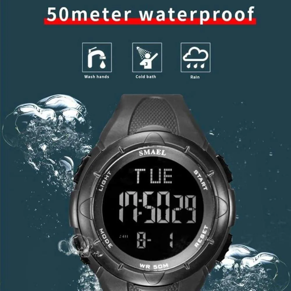 6 in 1 Men's 50m Waterproof Led Digital Wrist Watch Bracelet
