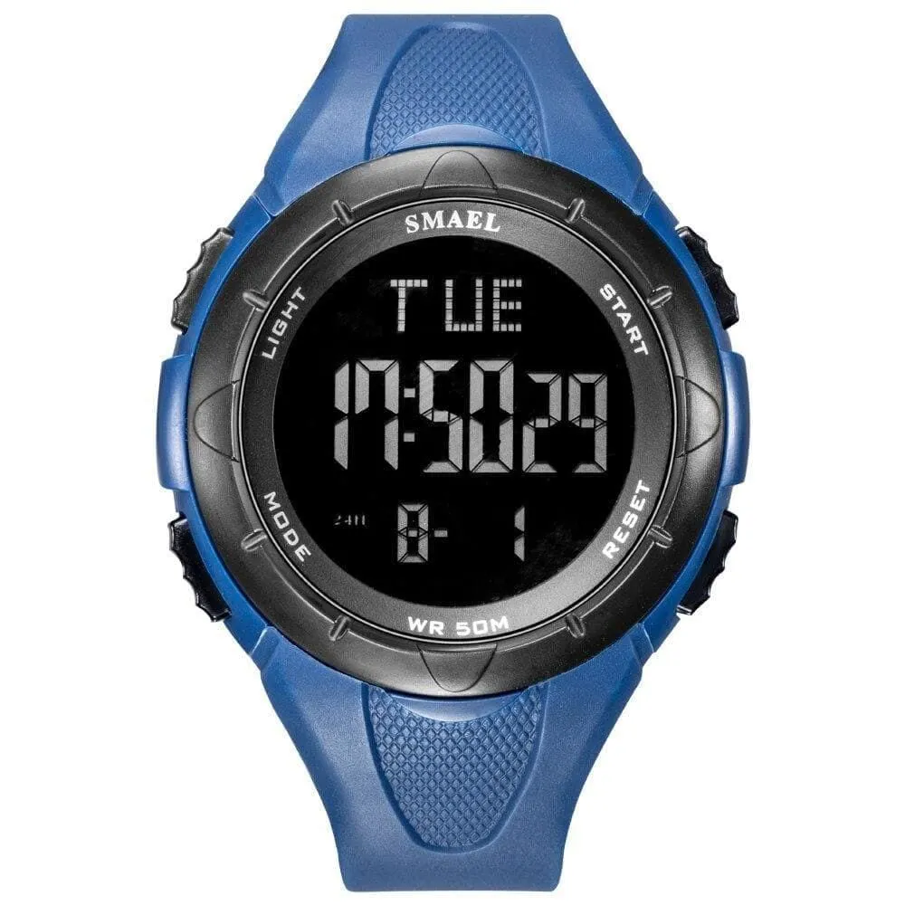 6 in 1 Men's 50m Waterproof Led Digital Wrist Watch Bracelet