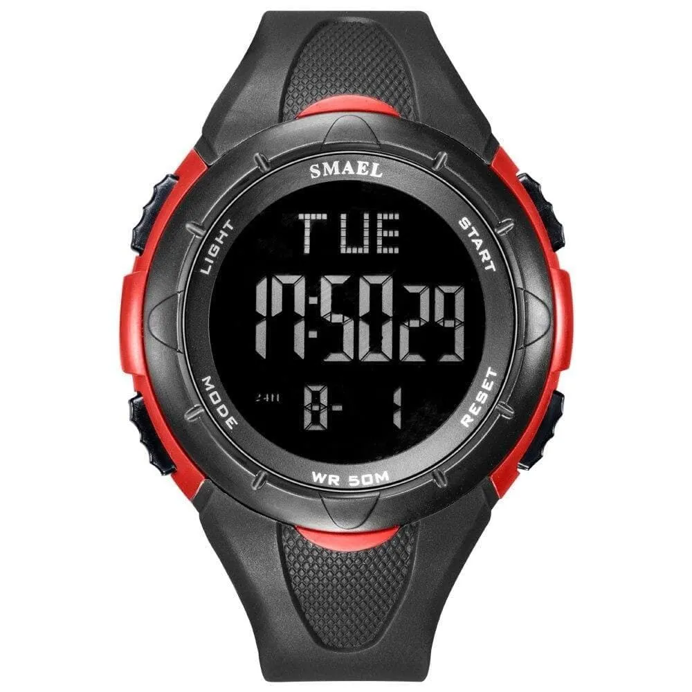 6 in 1 Men's 50m Waterproof Led Digital Wrist Watch Bracelet