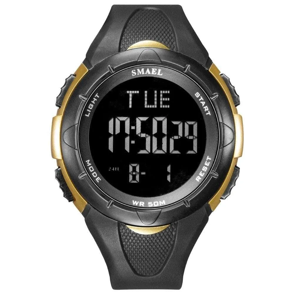 6 in 1 Men's 50m Waterproof Led Digital Wrist Watch Bracelet