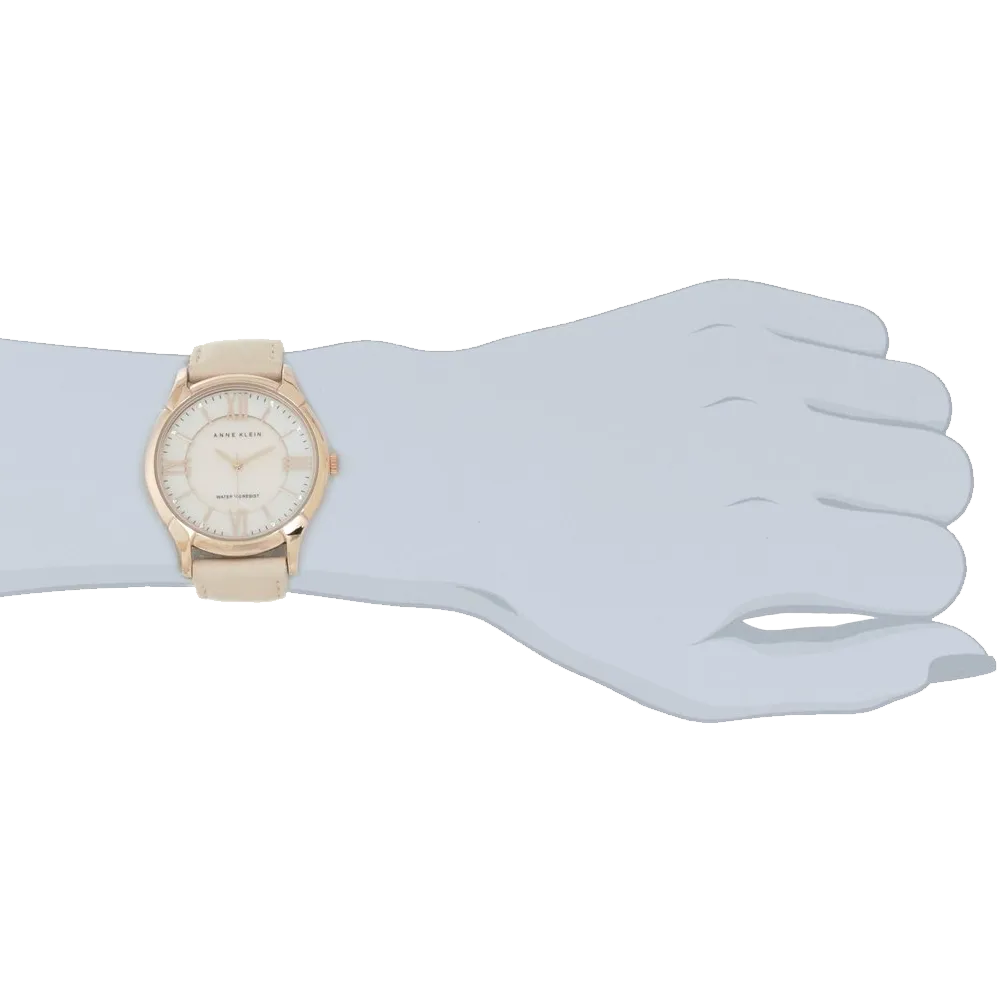 Anne Klein Women's AK 1010RGLP Rose Gold Tone Watch with Swarovski Crystals and Leather Band