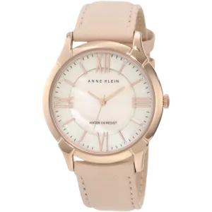 Anne Klein Women's AK 1010RGLP Rose Gold Tone Watch with Swarovski Crystals and Leather Band