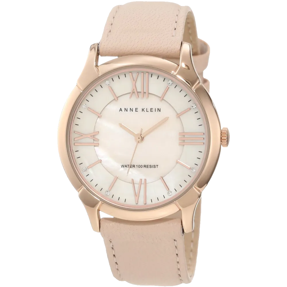 Anne Klein Women's AK 1010RGLP Rose Gold Tone Watch with Swarovski Crystals and Leather Band
