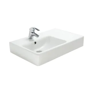 Argent Evo 650 Asymmetric Basin Left Hand Bowl RH Shelf - No Tap Hole - Gloss White