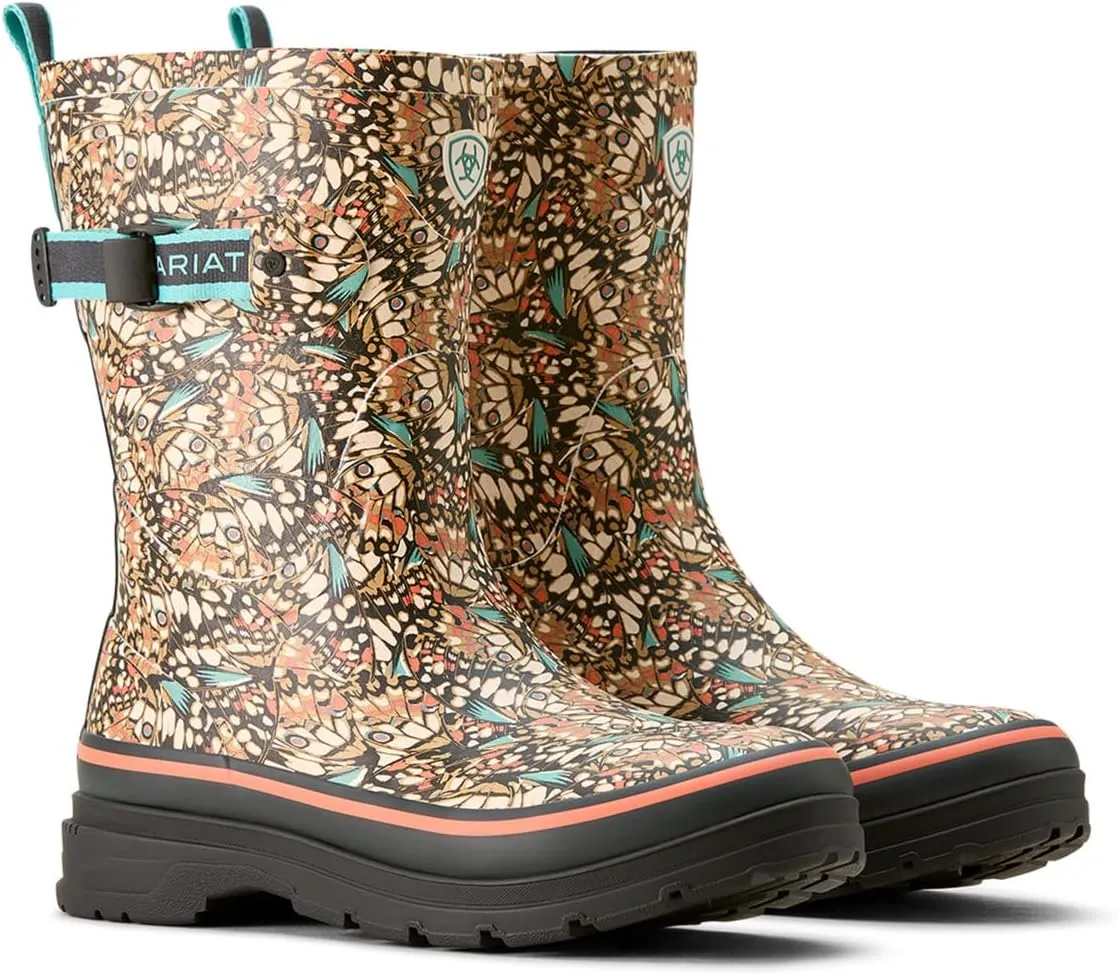 ARIAT Womens Kelmarsh Mid Butterfly Graphic Rain Casual Boots Mid Calf Low Heel 1-2" - Multi