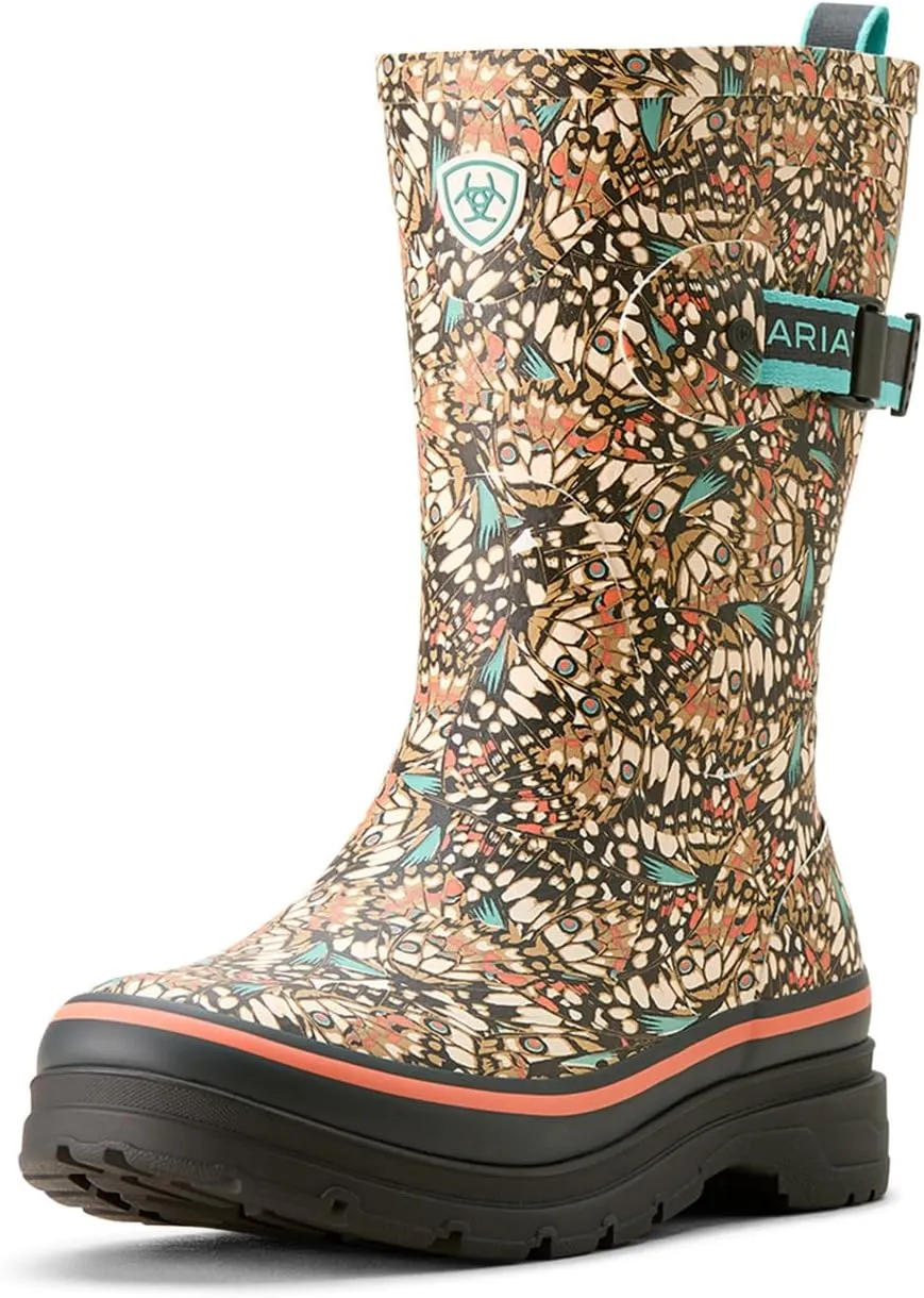 ARIAT Womens Kelmarsh Mid Butterfly Graphic Rain Casual Boots Mid Calf Low Heel 1-2" - Multi