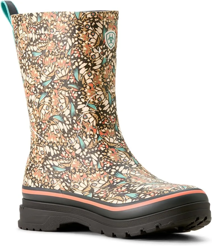 ARIAT Womens Kelmarsh Mid Butterfly Graphic Rain Casual Boots Mid Calf Low Heel 1-2" - Multi