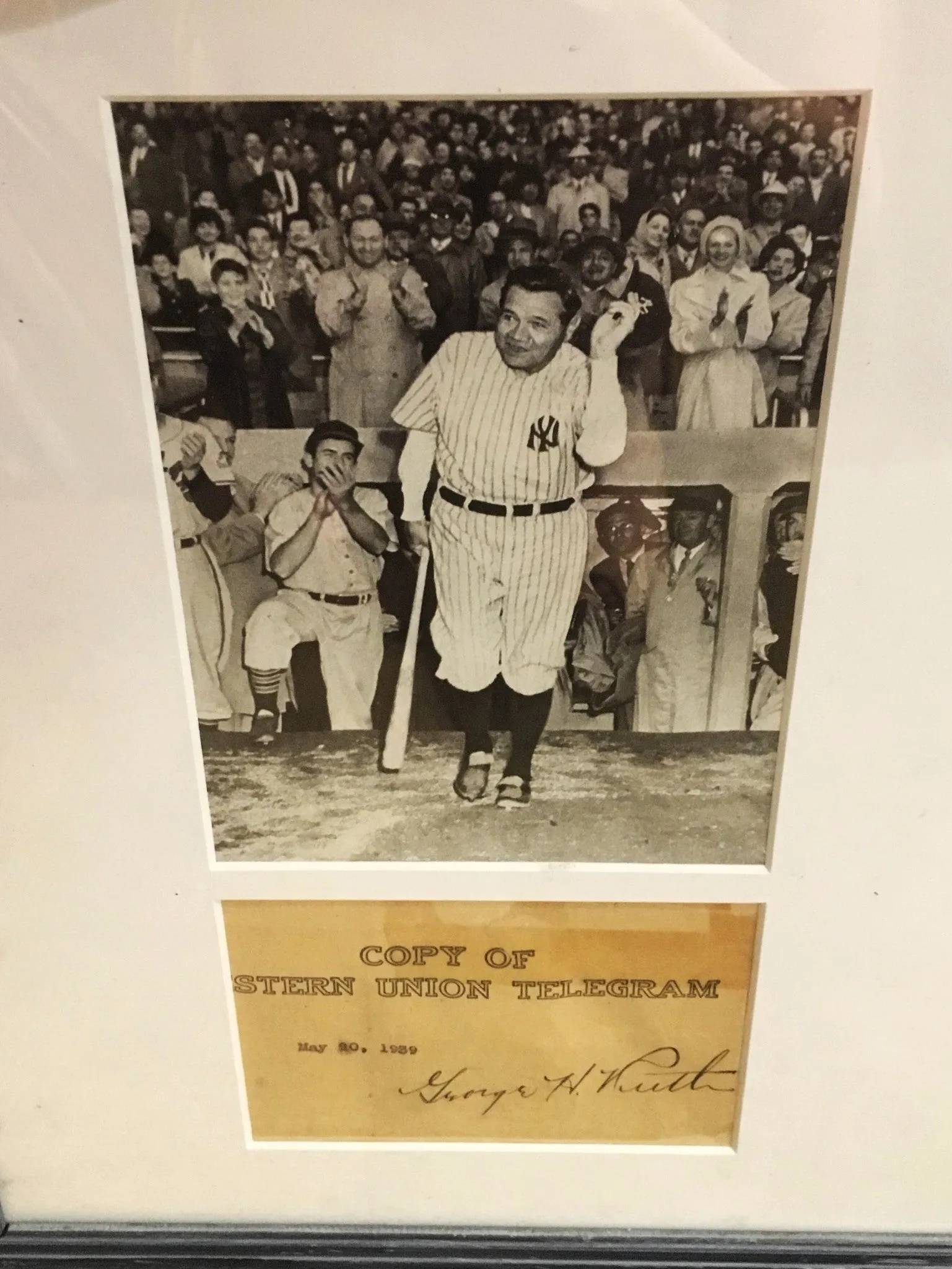 Babe Ruth NY Yankees 1939 Signed Western Union Telegram Autograph - $20K APR CoA