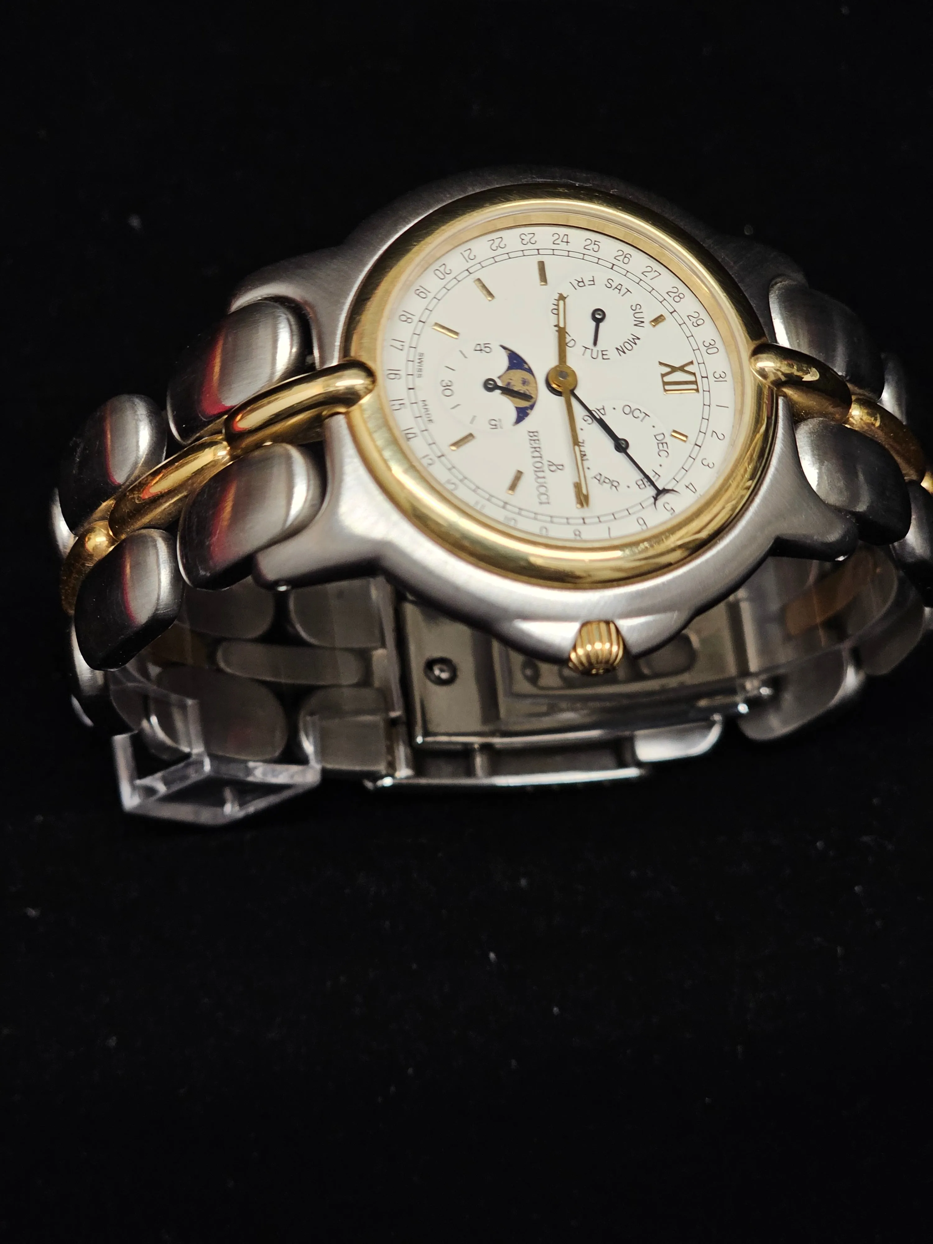 Bertolucci Large SS 18K YG Triple Calendar/Moonphase Men's Watch- $16K APR w/COA