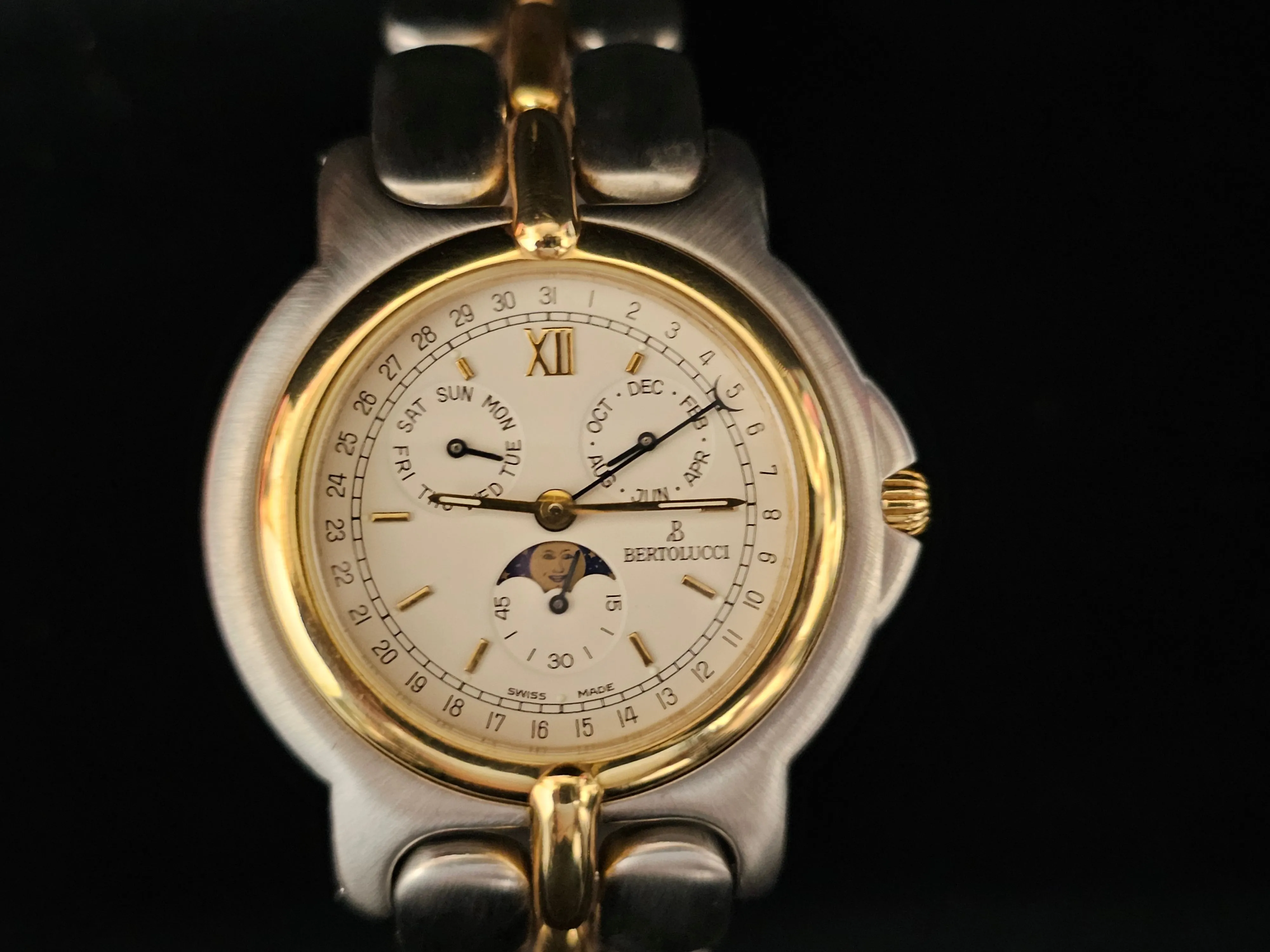 Bertolucci Large SS 18K YG Triple Calendar/Moonphase Men's Watch- $16K APR w/COA