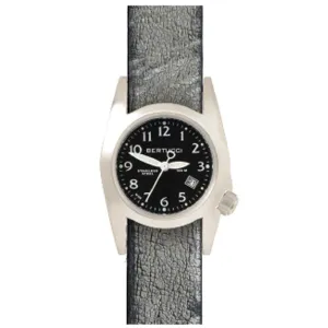 Bertucci M-1S Womens Granite Gray Leather Band Black Quartz Dial Watch - 18026