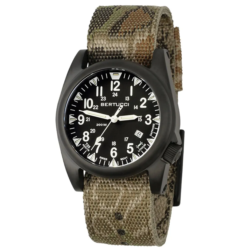 BERTUCCI Men's Black Dial Beige Nylon Band Quartz Watch - 13553