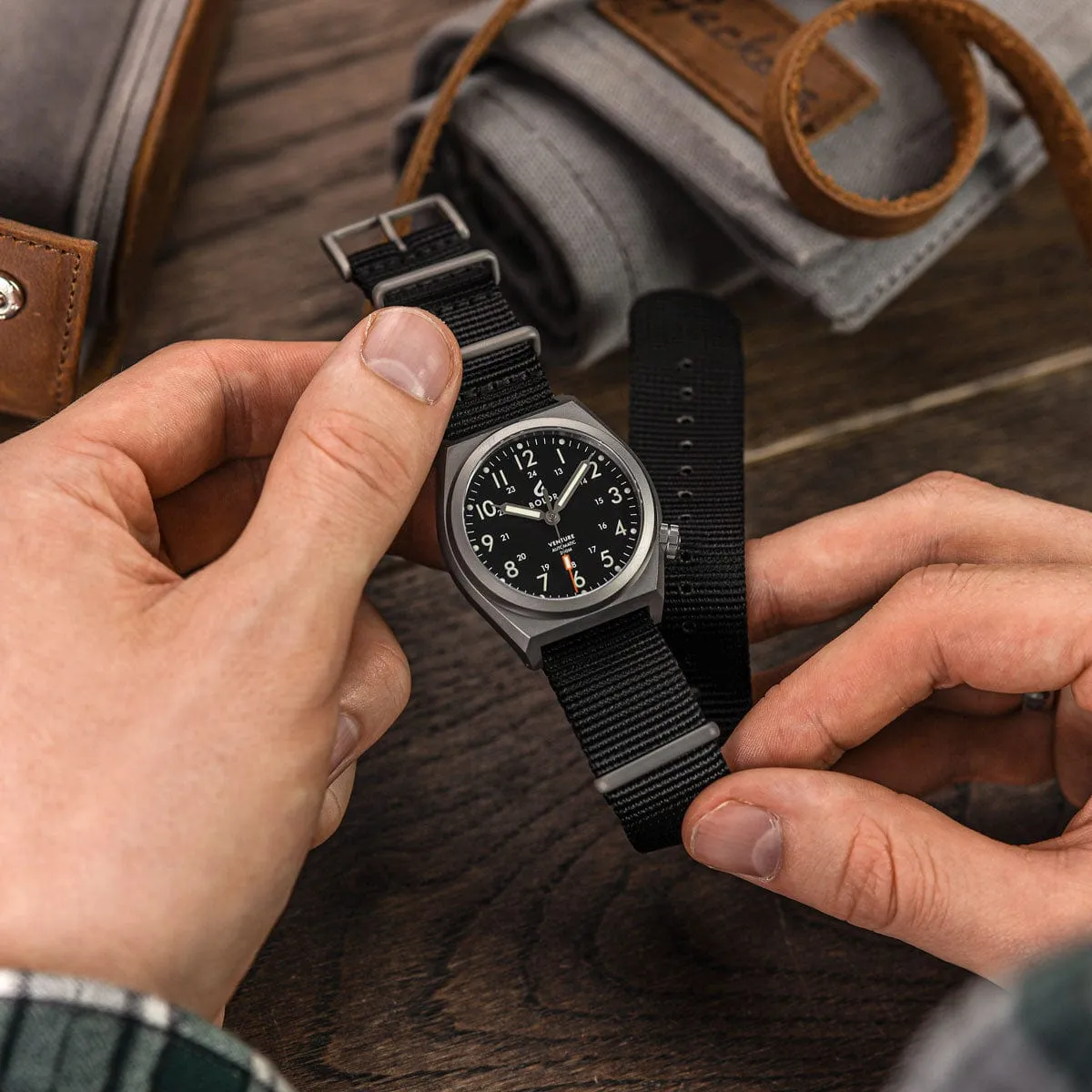 Boldr Venture Automatic Field Watch - Carbon Black