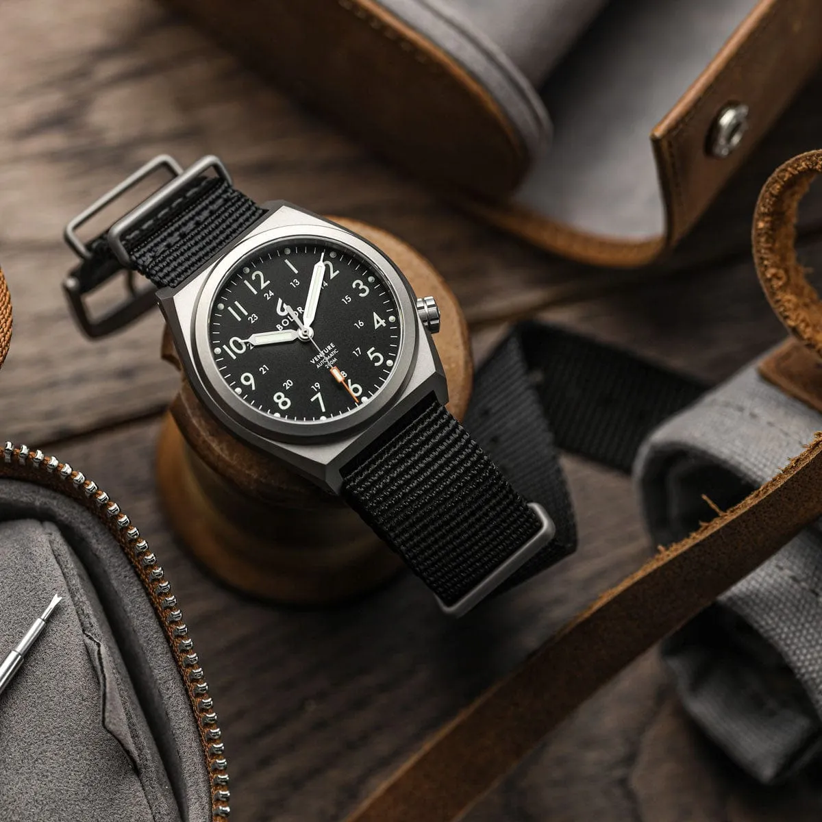 Boldr Venture Automatic Field Watch - Carbon Black