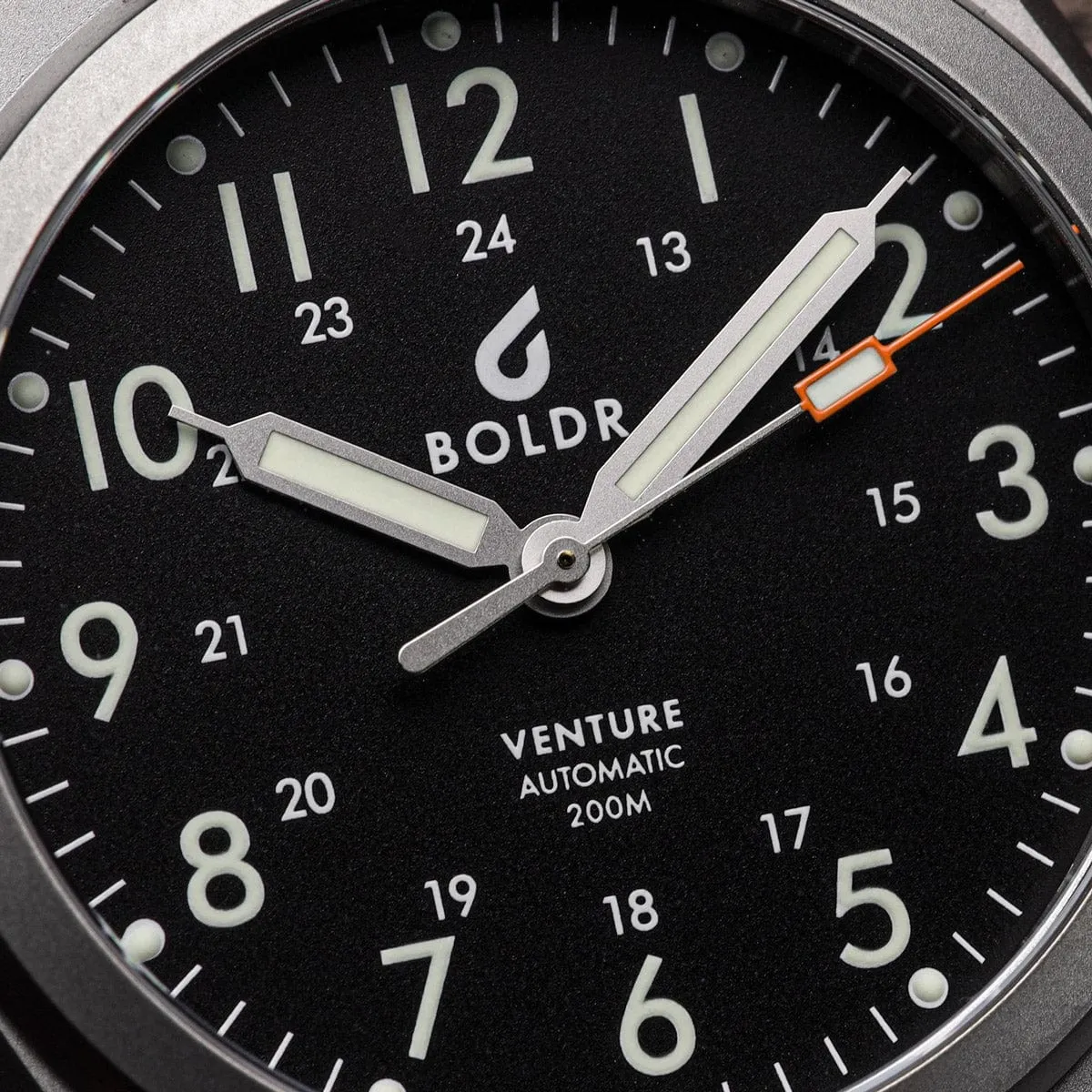 Boldr Venture Automatic Field Watch - Carbon Black