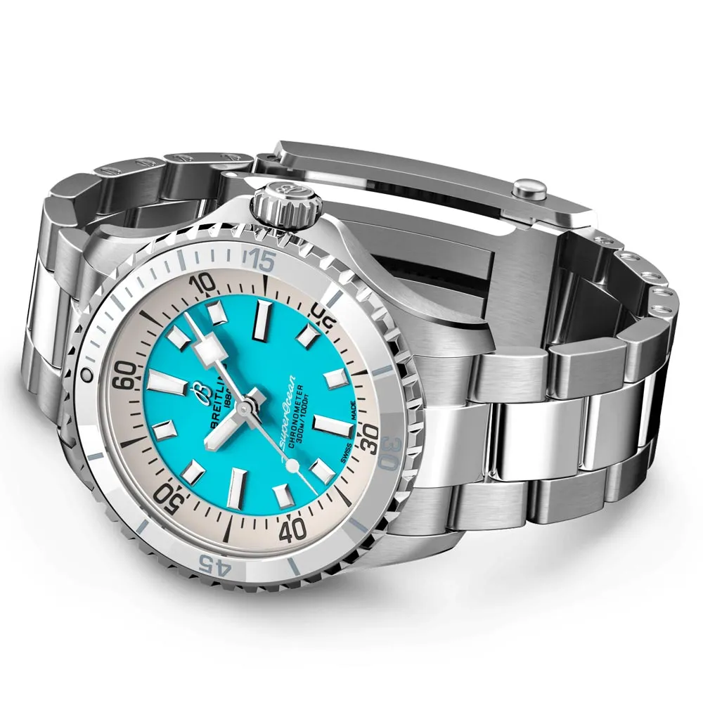 Breitling Superocean 36mm Turquoise Dial Automatic Ladies Watch A17377211C1A1