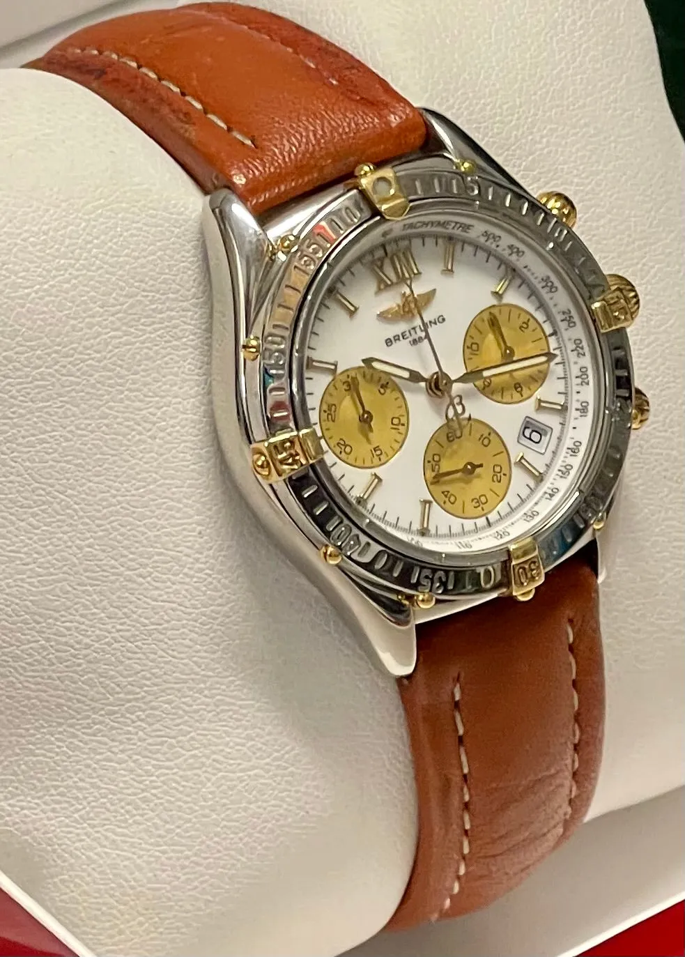 BREITLING Unisex Chronograph Stainless Steel W/ 18K Gold Watch- $15K APR w/ COA!
