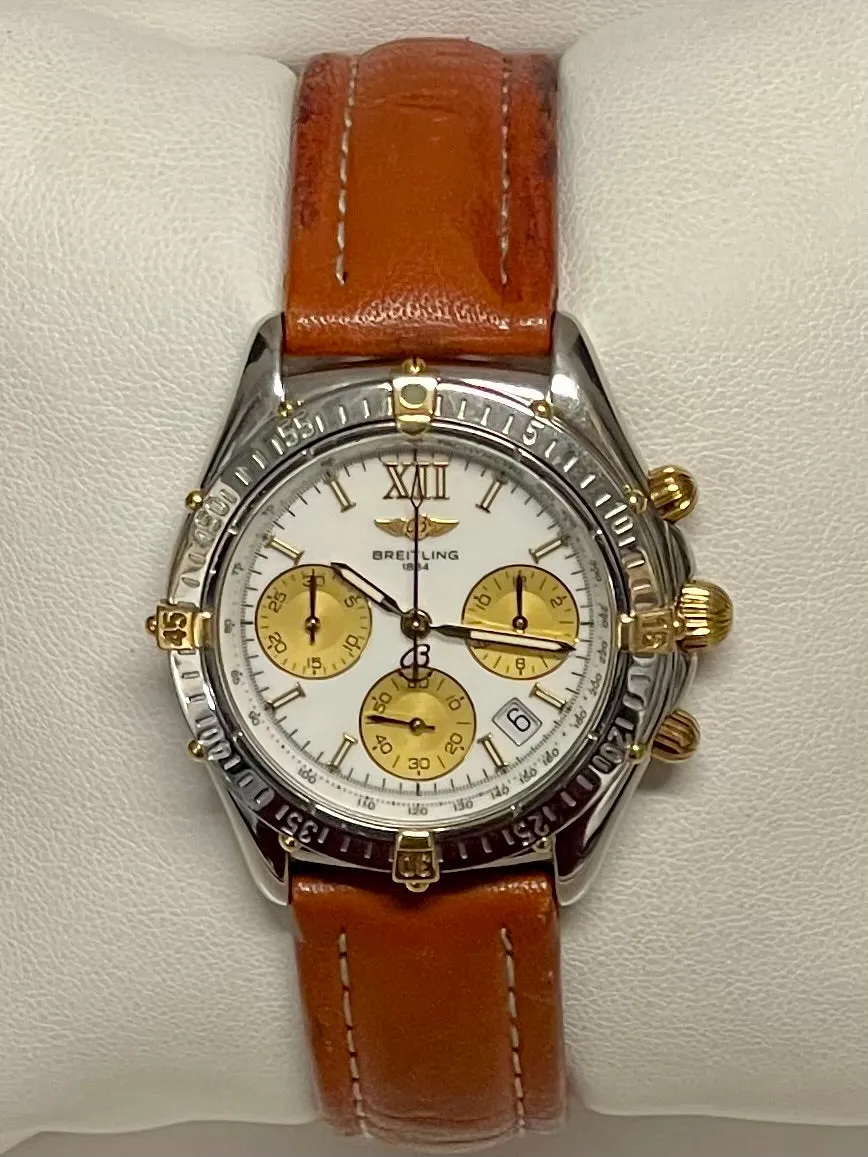 BREITLING Unisex Chronograph Stainless Steel W/ 18K Gold Watch- $15K APR w/ COA!