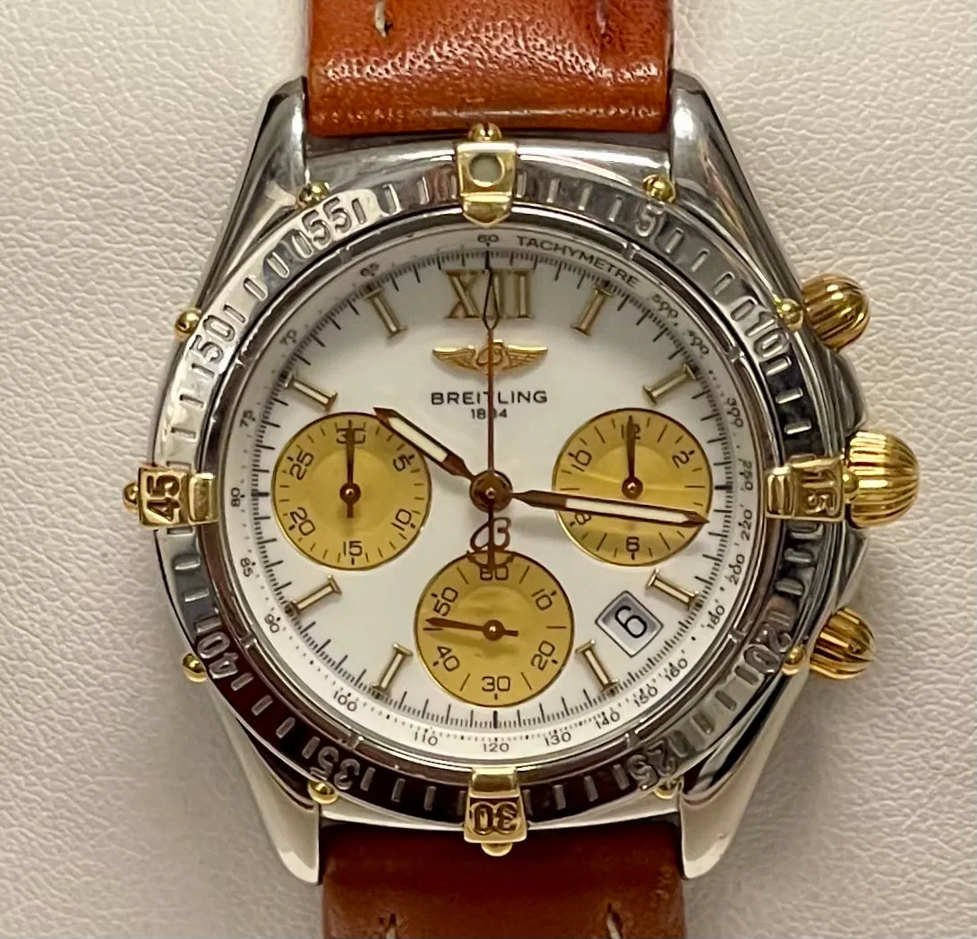 BREITLING Unisex Chronograph Stainless Steel W/ 18K Gold Watch- $15K APR w/ COA!