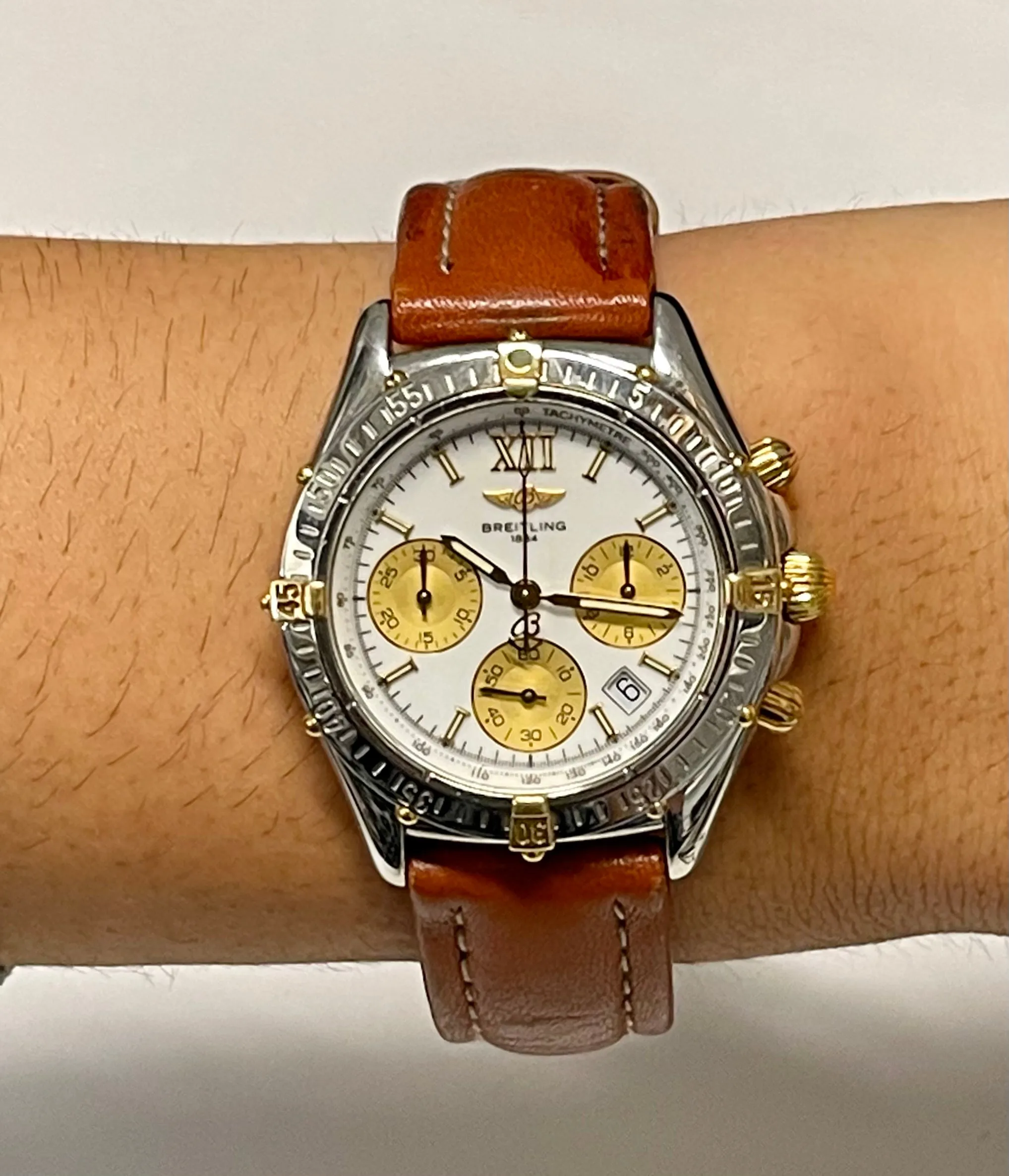 BREITLING Unisex Chronograph Stainless Steel W/ 18K Gold Watch- $15K APR w/ COA!