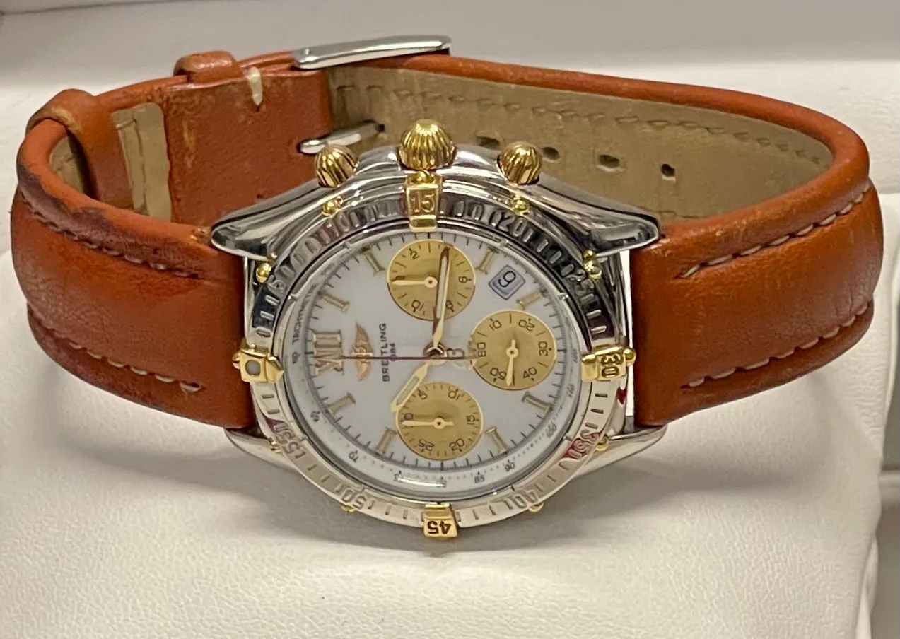 BREITLING Unisex Chronograph Stainless Steel W/ 18K Gold Watch- $15K APR w/ COA!