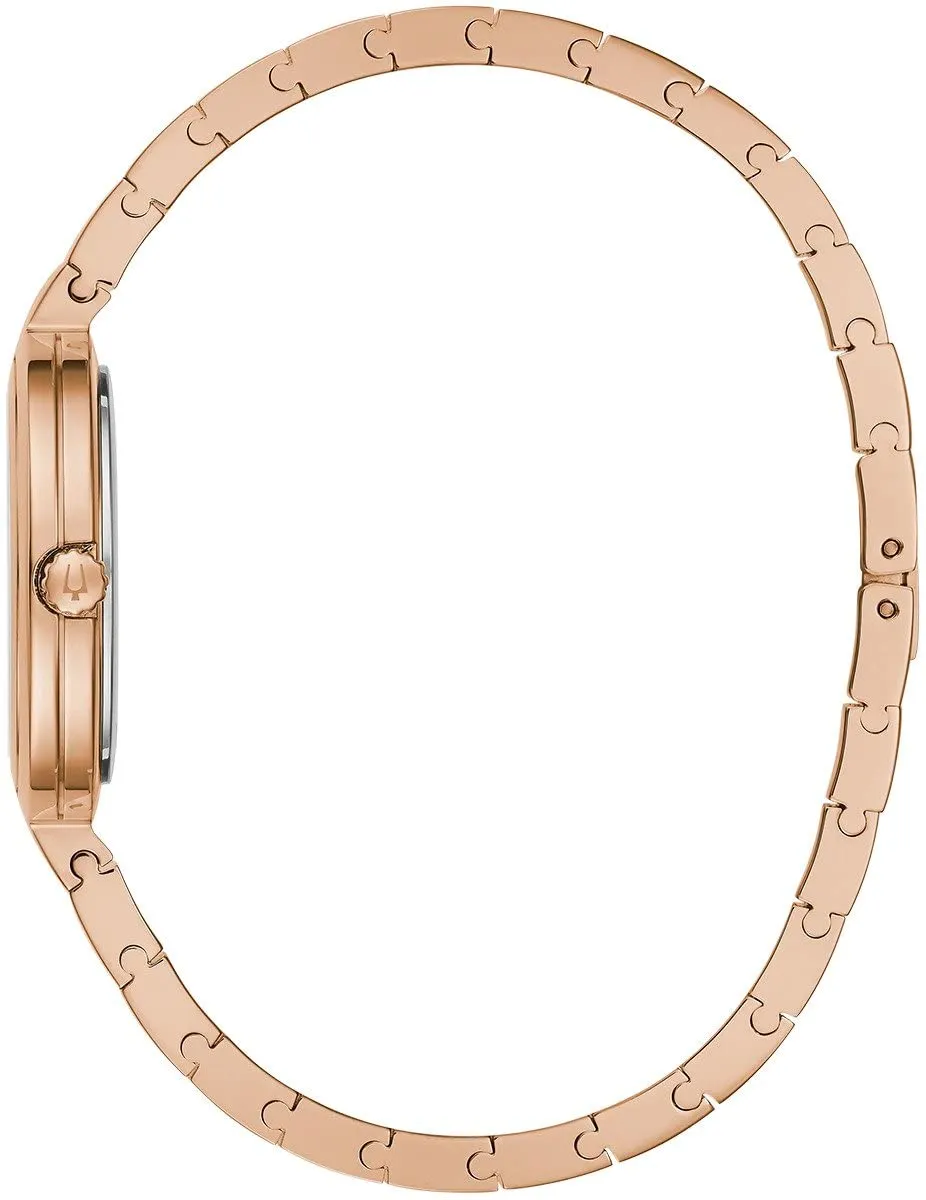 Bulova RhapsodyQuartz Ladies Watch, Stainless Steel Diamond , Rose Gold-Tone (Model: 97P145)
