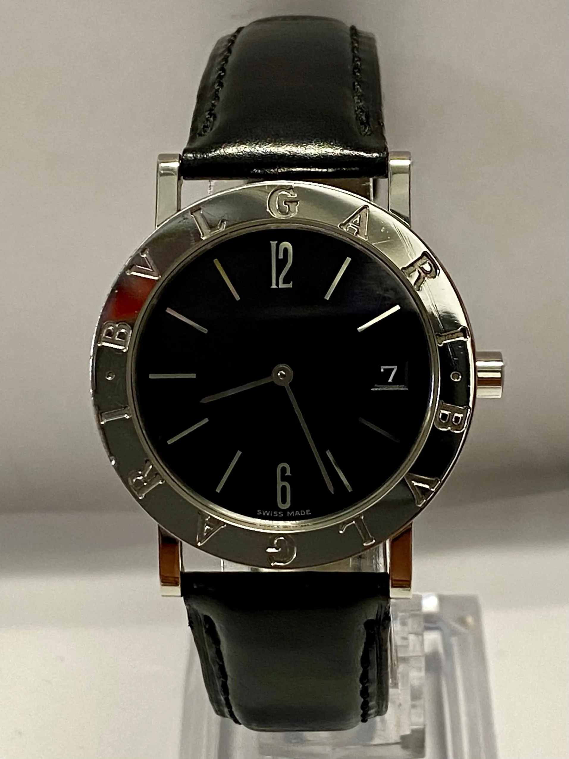 BVLGARI Beautiful SS Date w/Black Dial Fascinating Men's Watch - $4K APR w/ COA!