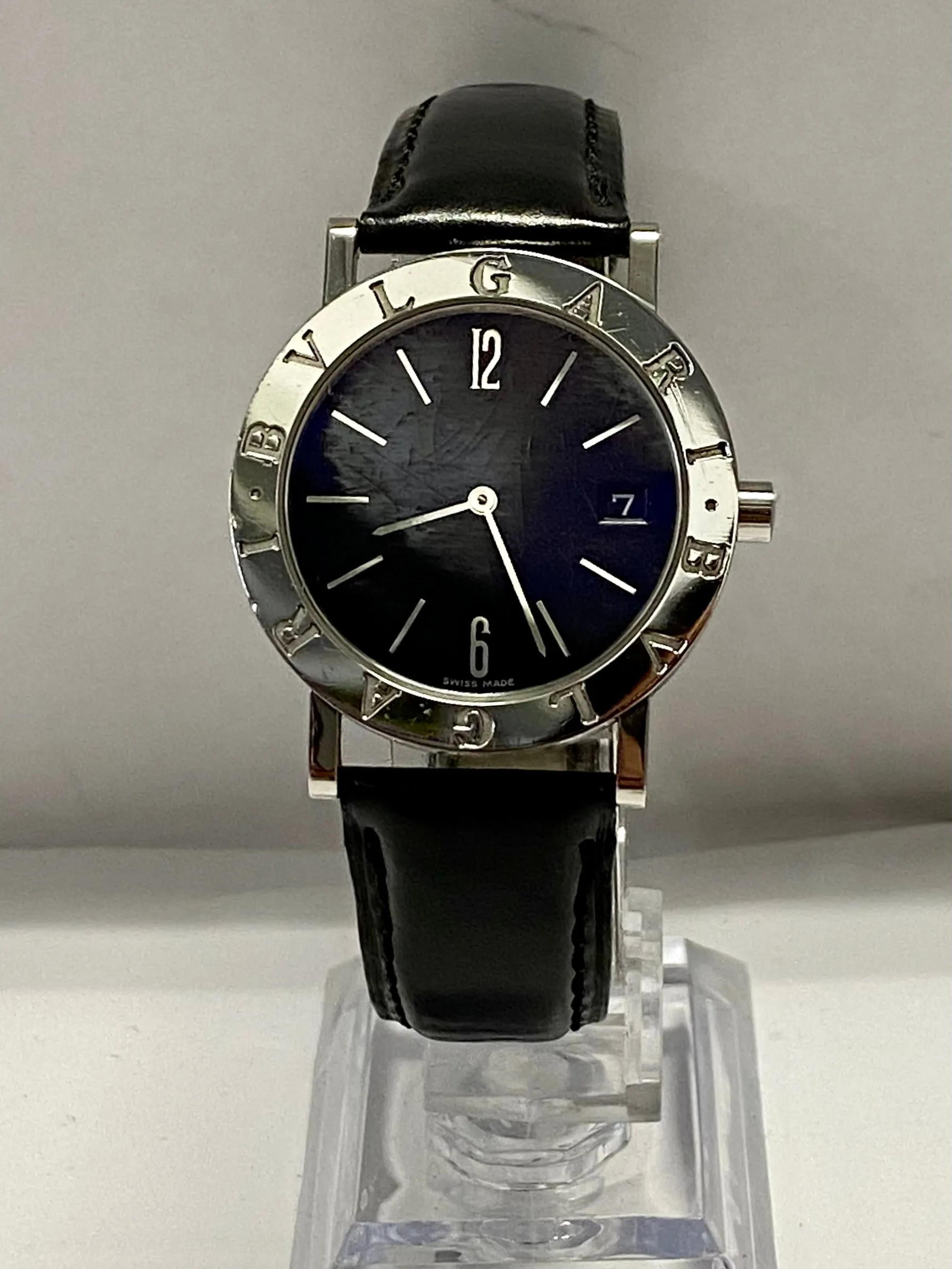 BVLGARI Beautiful SS Date w/Black Dial Fascinating Men's Watch - $4K APR w/ COA!