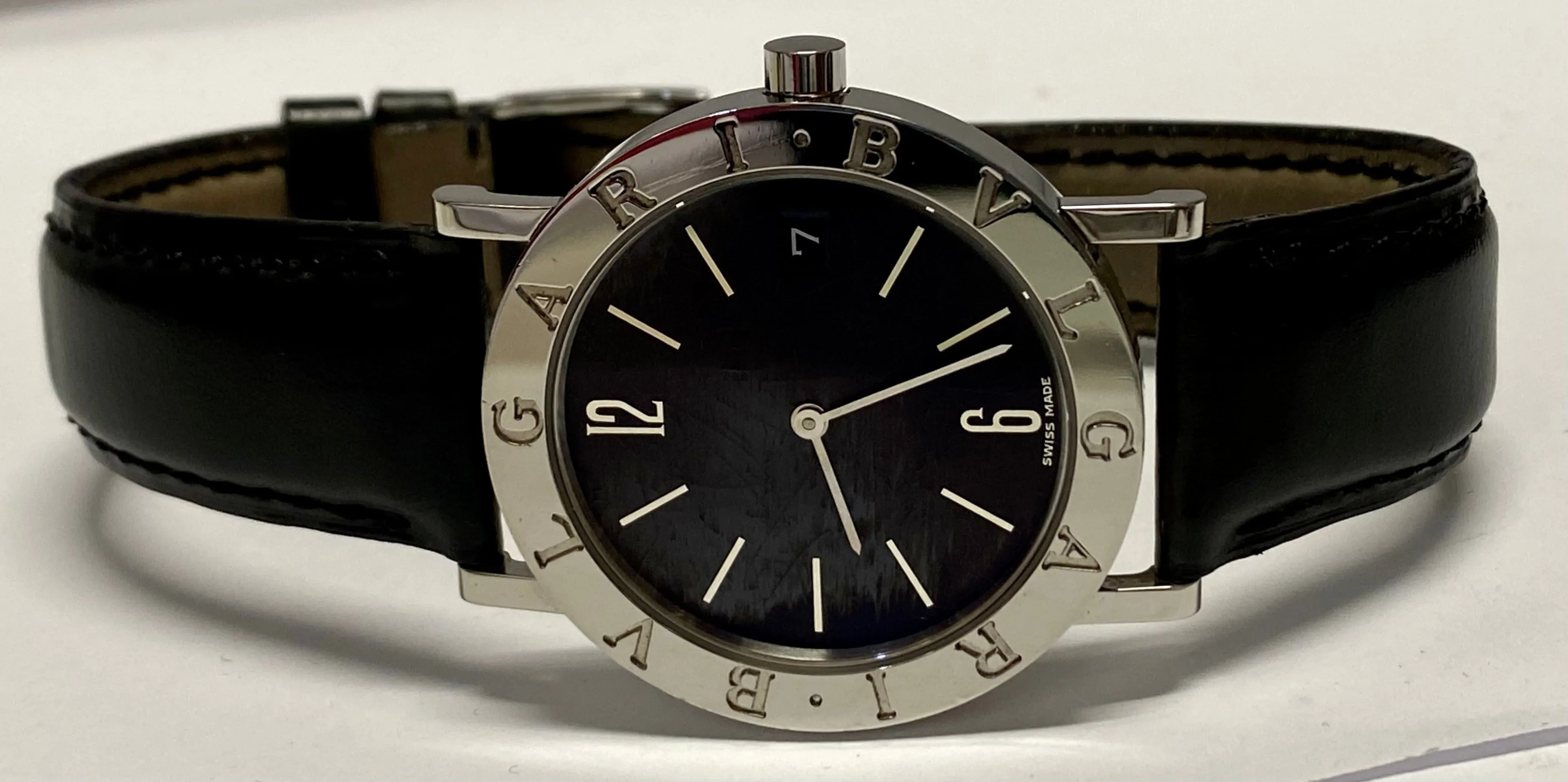 BVLGARI Beautiful SS Date w/Black Dial Fascinating Men's Watch - $4K APR w/ COA!
