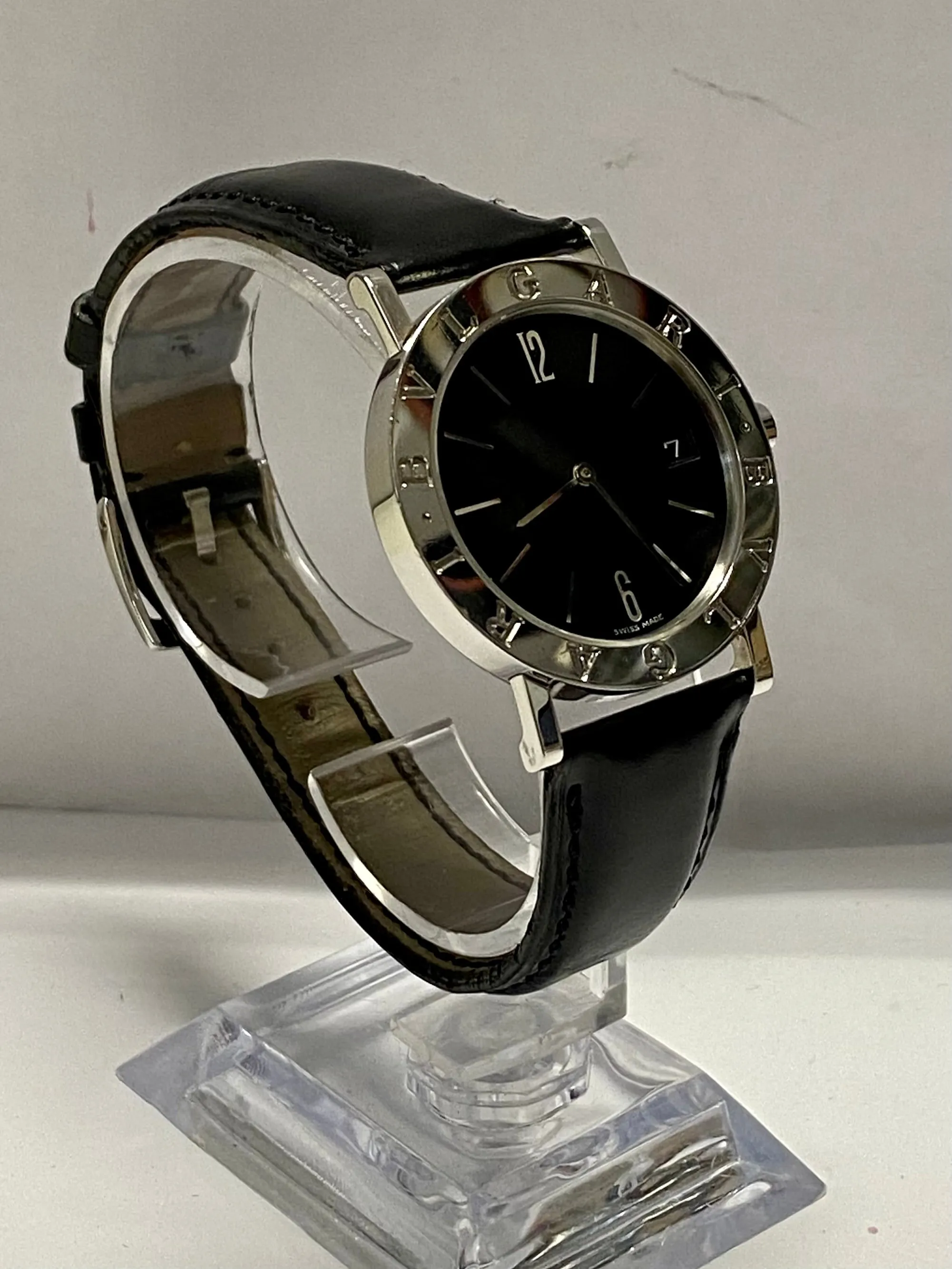 BVLGARI Beautiful SS Date w/Black Dial Fascinating Men's Watch - $4K APR w/ COA!